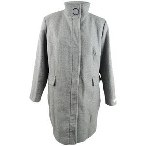 Calvin Klein Women's Plus Size Stand-Collar Walker Coat - Grey Heather Black